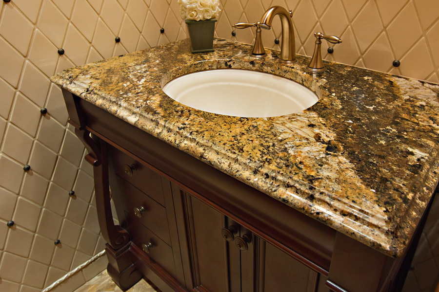 white granite bathroom countertops